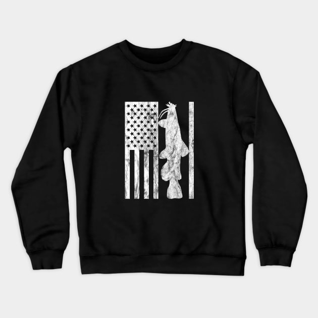 Catfish American Flag USA Patriotic Fisherman Gift Crewneck Sweatshirt by NORTHERN OUTDOORS